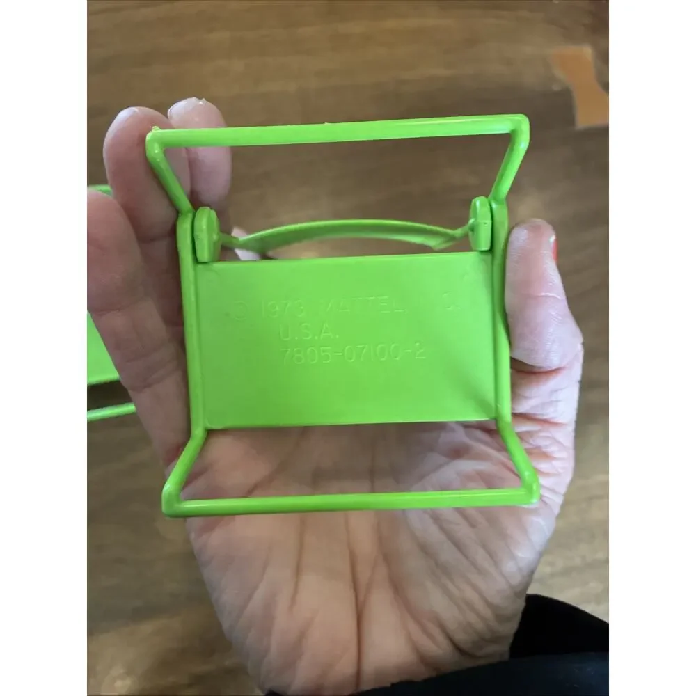 1973 Barbie 2 Green BEACH BUS CHAIRS Folding Accessory Mattel #7805 Nice Vintage